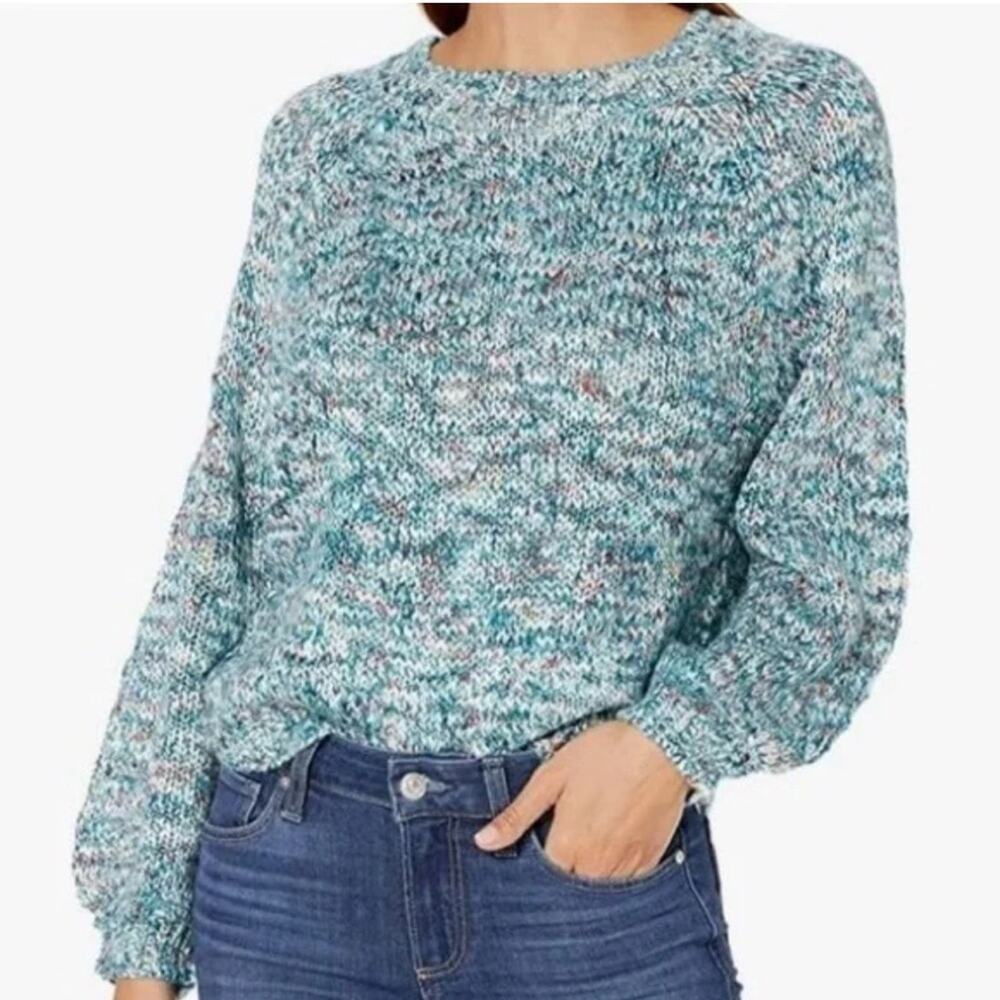 Cupcakes & Cashmere Knitted Blue Multicolor Sweater XL NWT
